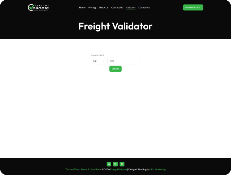 FreightValidate Validation Page